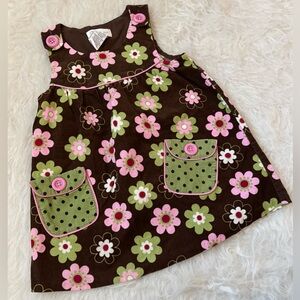 Y2K Style Bonnie Jean Brown Floral Corduroy Dress